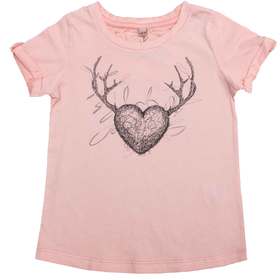 Детска тениска розова сърце рога 