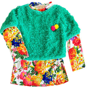 Детска блуза цветя зелена 2 части