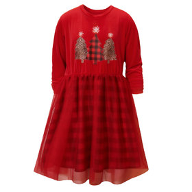 Детска рокля червена плюш Елхички 