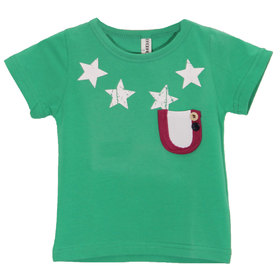 Детска тениска зелена джоб Стар 
