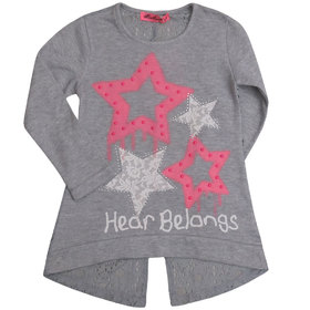 Детска блуза сива звезди цепка