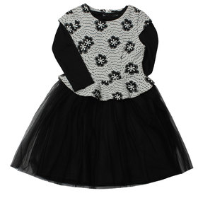 Детска рокля черни цветя тюл-2ч.
