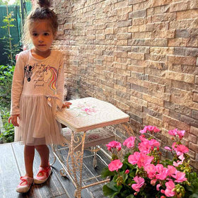 Детска рокля бежова тюл Зебра
