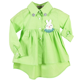 Детска риза зелена зайче шлейф 