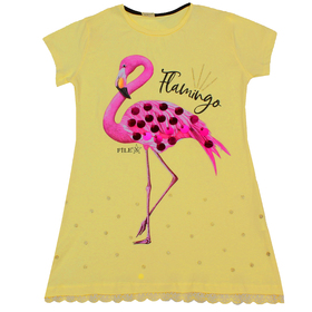 Детска тениска фламинго дантела жълта