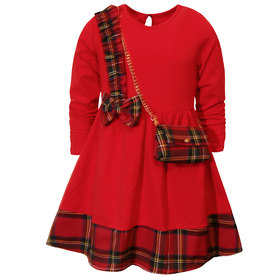 Детска рокля червена каре Чанта