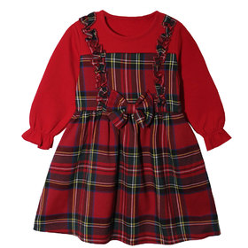 Детска рокля къдри червено каре Панделка