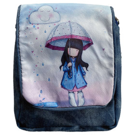 Детска чанта момиче чадърче синя