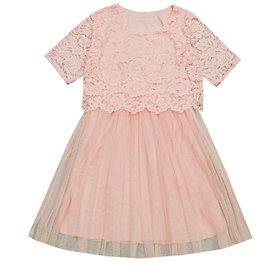 Детска рокля розова дантела