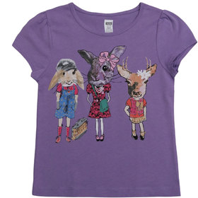 Детска тениска лилава зайчета