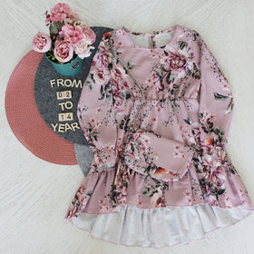 Детска рокля розова рози Чанта