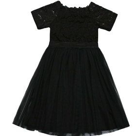 Детска рокля черна дантела