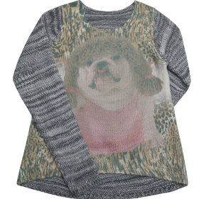 Детски пуловер сив меланж Куче 2