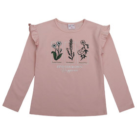 Детска блуза розова рамки с цветя