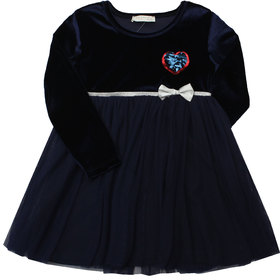 Детска рокля синя плюш сърце
