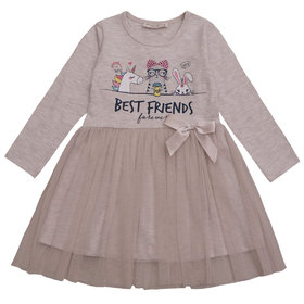 Детска рокля бежова тюл Best friends