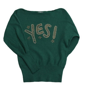 Детски пуловер прилеп зелен YES!