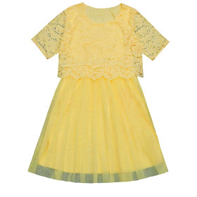 Детска рокля жълта дантела