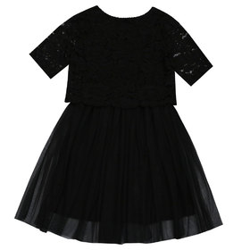 Детска рокля черна дантела