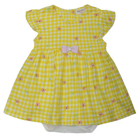 Детска рокля жълто каре с  боди