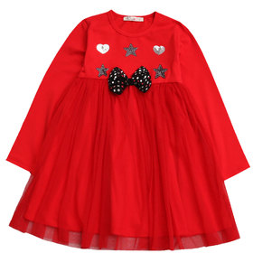 Детска рокля червена звезди