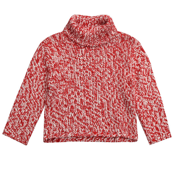 Детски пуловер червен поло яка