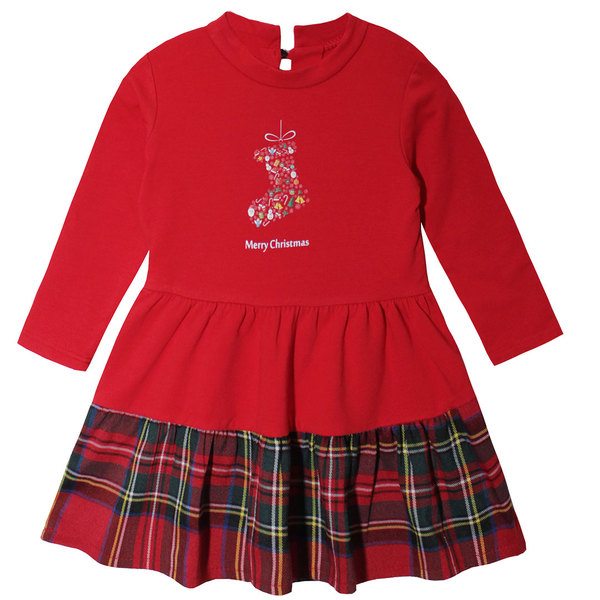 Детска рокля волани червено каре Ботушче