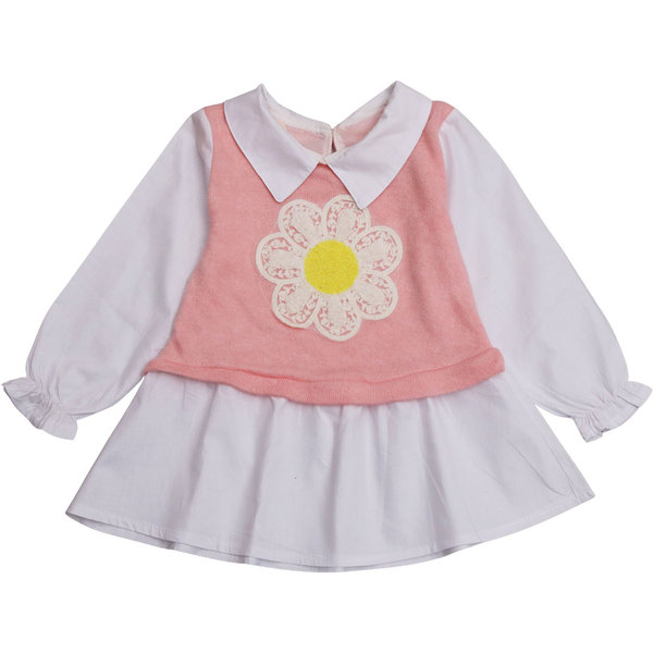 Детска риза цвете бяла розов пуловер 