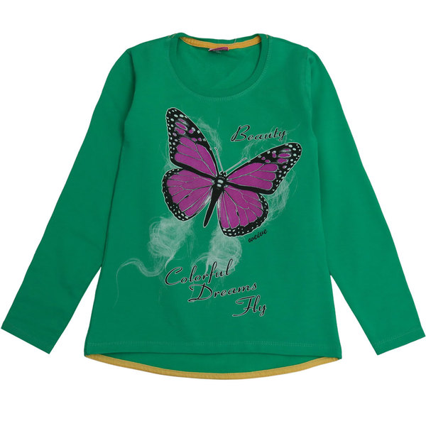 Детска блуза зелена пеперуда