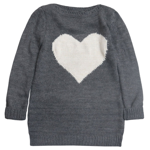 Детски пуловер сив сърце