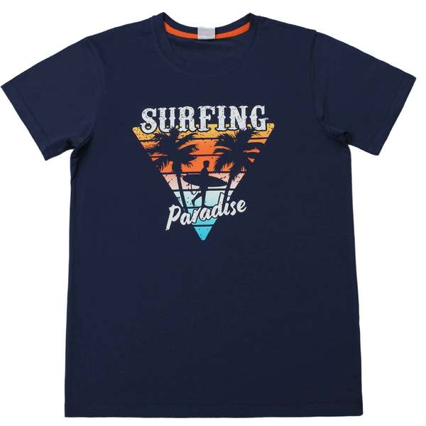 Детска тениска синя палми Surfing