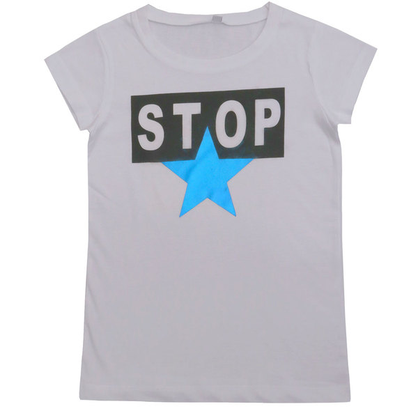 Детска тениска бяла синя звезда