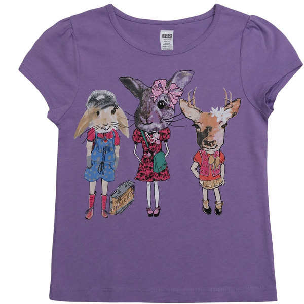 Детска тениска лилава зайчета