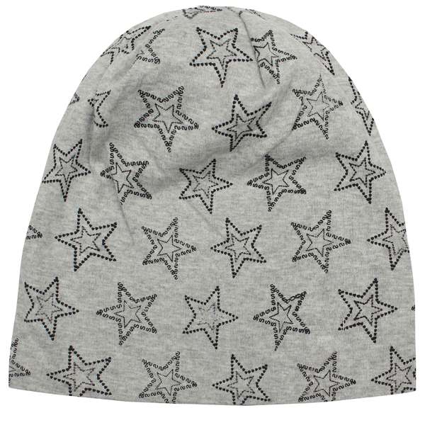 Детска шапка трико звезди сива