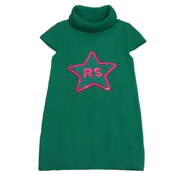 Детска рокля плетена зелена звезда RS