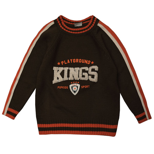 Детски пуловер кафяв Kings